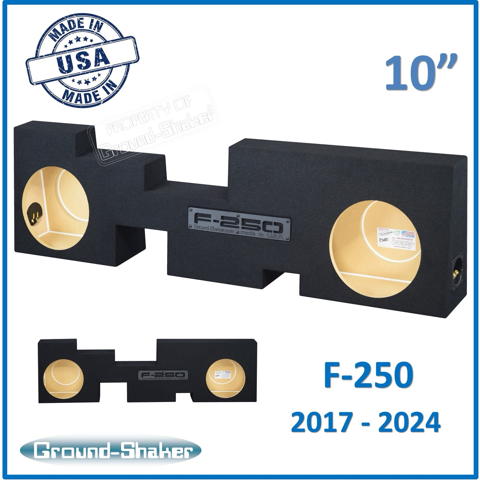 2017 - 2024 Ford F-250 Super Duty Crew-Cab 10" Dual Sub Box Subwoofer Enclosure
